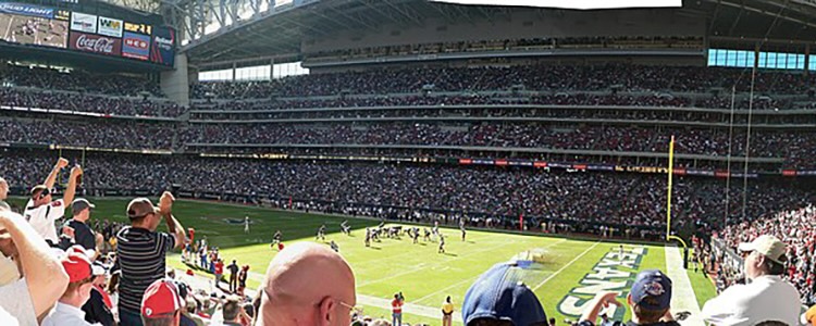 the end zone at nrg stadium with a full crowd
