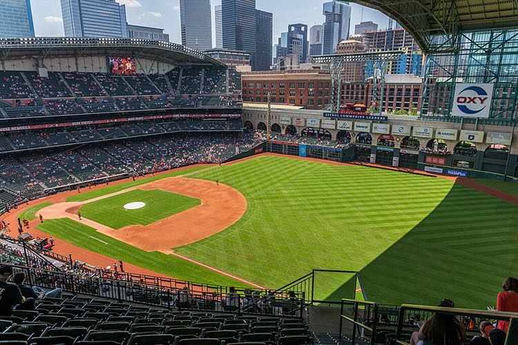 an overhead shot of the field at daikin park