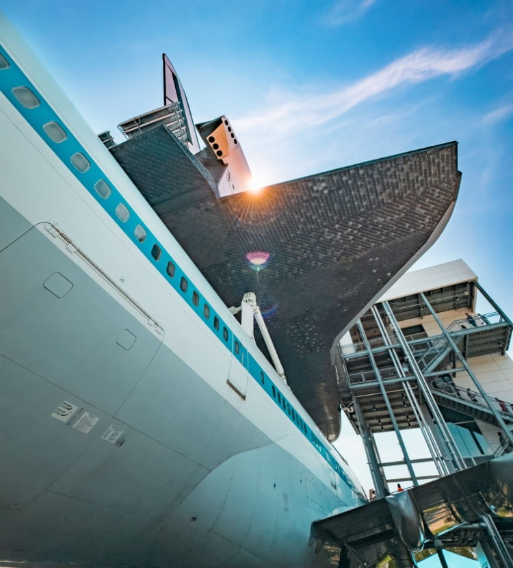 a shuttle at the space center in houston